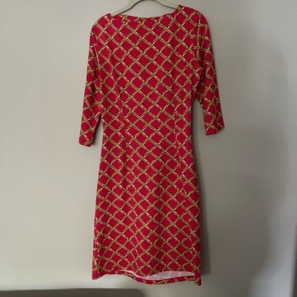 J. McLaughlin Sage Bamboo Sheath Dress Women's Size Medium 3/4 sleeves Ruched Ex - Picture 11 of 14